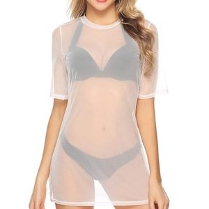 Aibrou sexy see though bikini cover white